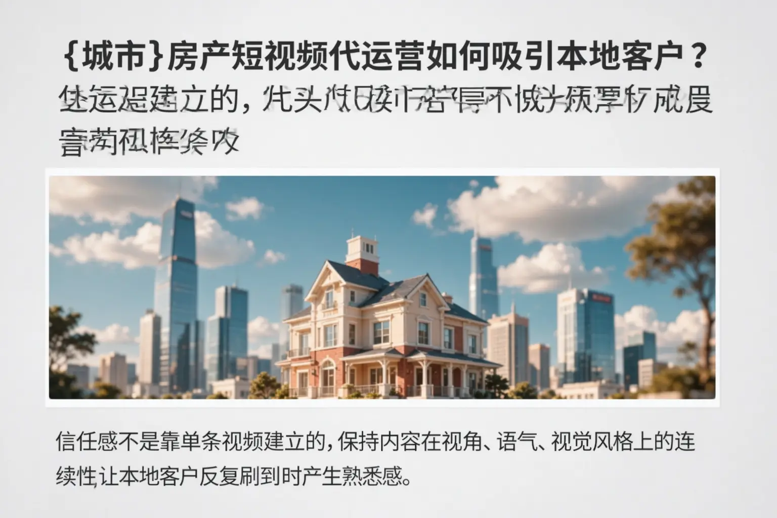 曹妃甸房产短视频代运营如何吸引本地客户?